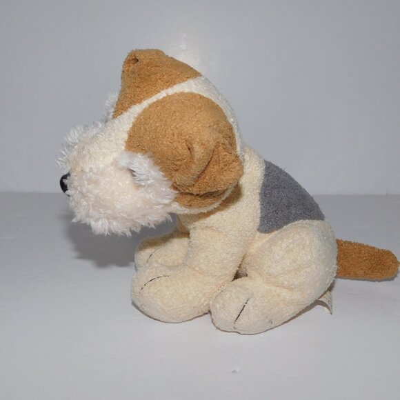 Russ Luv Pets Terrier Dog Trixie 6" plush Stuffed Chamois Feel Cream Brown Gray - Picture 2 of 6